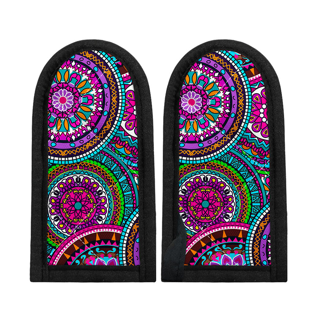 Purple Teal Circle Mandala Print Skillet Handle Cover