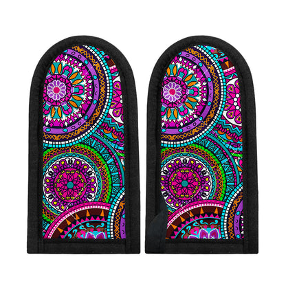 Purple Teal Circle Mandala Print Skillet Handle Cover