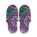 Purple Teal Circle Mandala Print Slippers