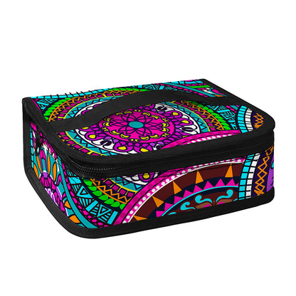 Purple Teal Circle Mandala Print Small Lunch Bag