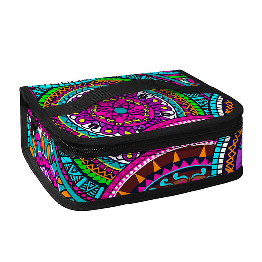 Purple Teal Circle Mandala Print Small Lunch Bag