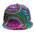 Purple Teal Circle Mandala Print Snapback Cap