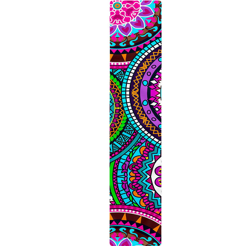 Purple Teal Circle Mandala Print Table Runner