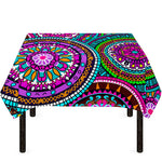 Purple Teal Circle Mandala Print Tablecloth