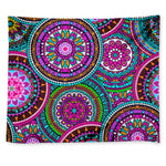 Purple Teal Circle Mandala Print Tapestry