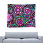 Purple Teal Circle Mandala Print Tapestry