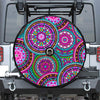 Purple Teal Circle Mandala Print Tire Cover With Camera Hole