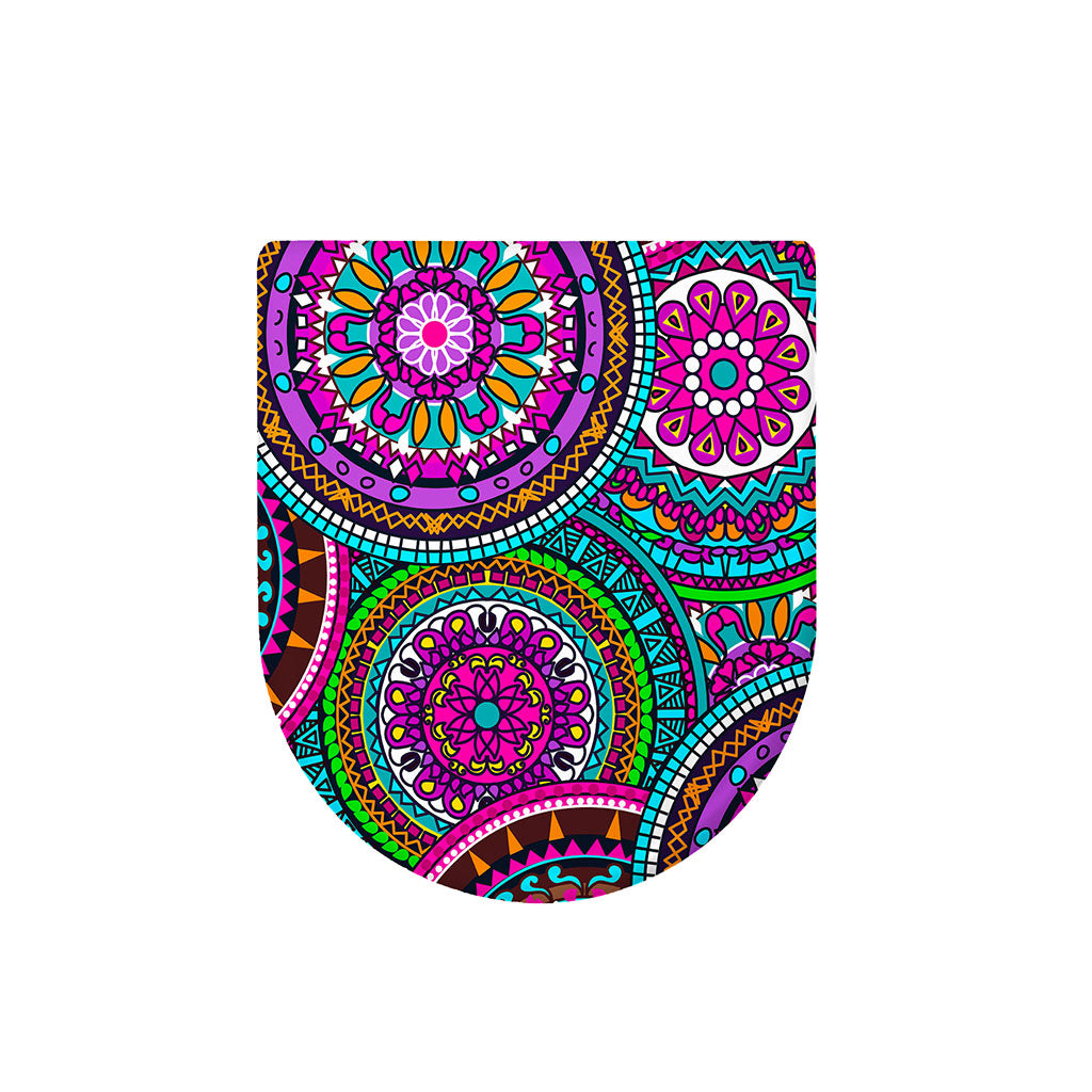Purple Teal Circle Mandala Print Toilet Lid Cover