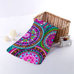 Purple Teal Circle Mandala Print Towel