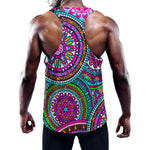 Purple Teal Circle Mandala Print Training Tank Top