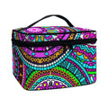 Purple Teal Circle Mandala Print Travel Makeup Bag