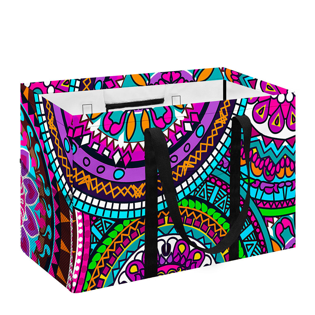 Purple Teal Circle Mandala Print Utility Tote Bag