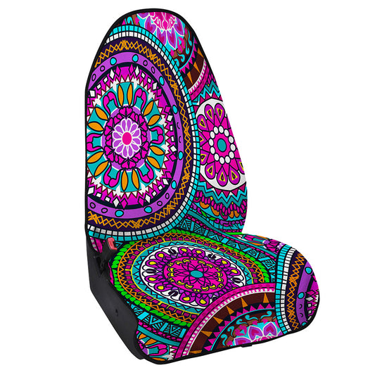 Purple Teal Circle Mandala Print Waterproof Car Seat Cover