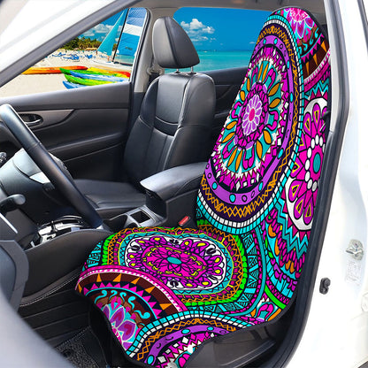 Purple Teal Circle Mandala Print Waterproof Car Seat Cover