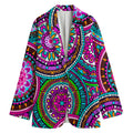 Purple Teal Circle Mandala Print Women's Blazer
