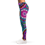Purple Teal Circle Mandala Print Women's Leggings