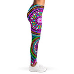 Purple Teal Circle Mandala Print Women's Leggings