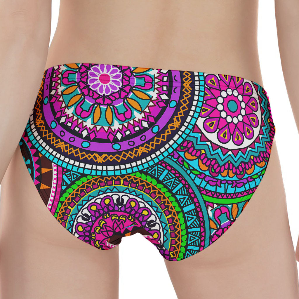 Purple Teal Circle Mandala Print Women's Panties