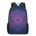 Purple Trippy Mandala Print 17 Inch Backpack