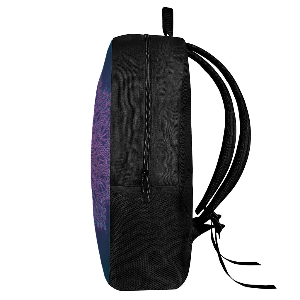 Purple Trippy Mandala Print 17 Inch Backpack
