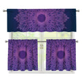 Purple Trippy Mandala Print 3 Piece Kitchen Curtains