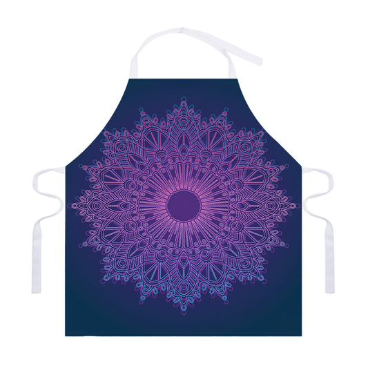 Purple Trippy Mandala Print Adjustable Apron