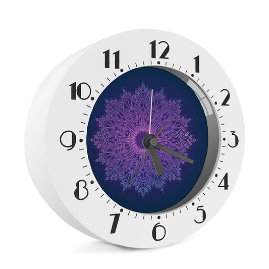 Purple Trippy Mandala Print Alarm Clock