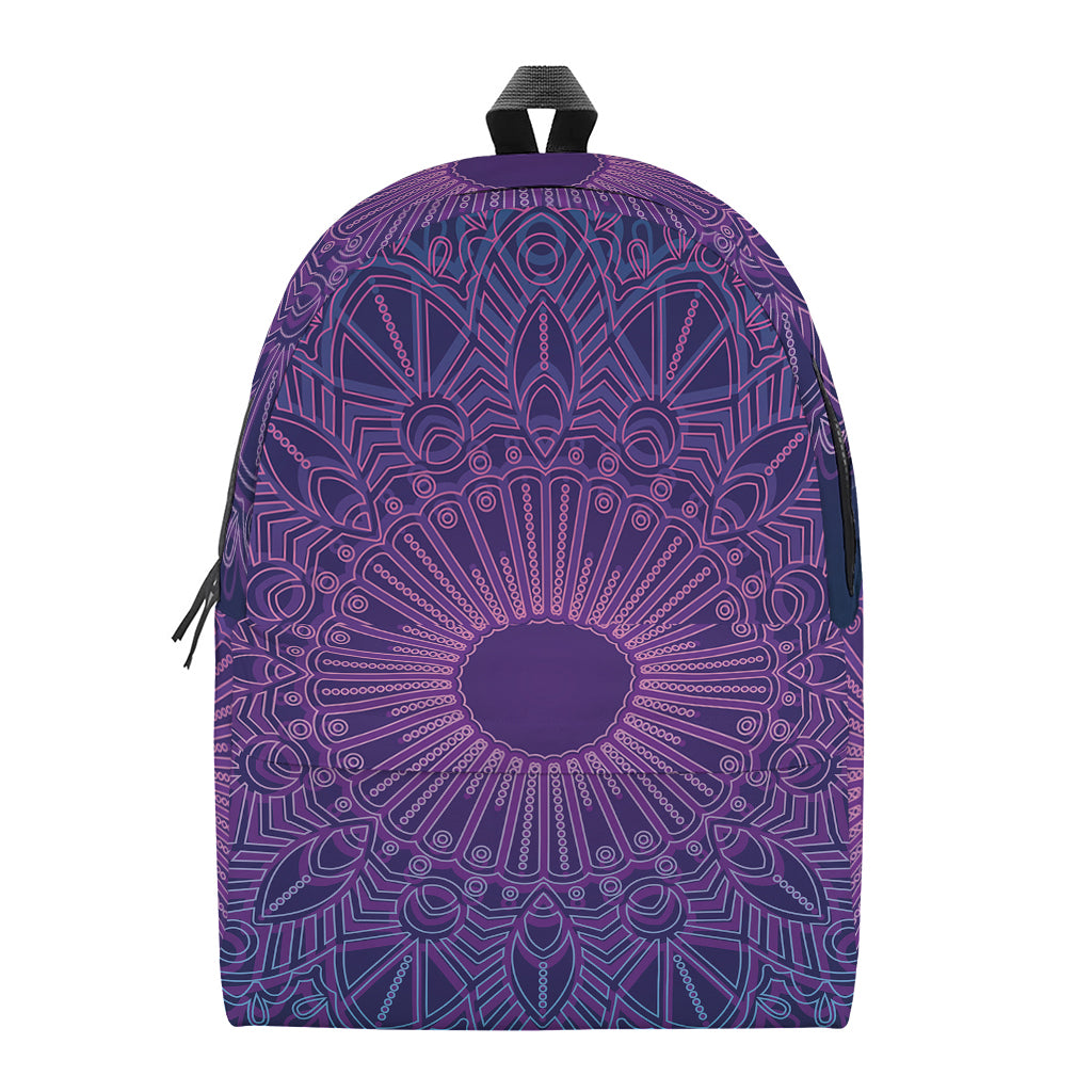 Purple Trippy Mandala Print Backpack