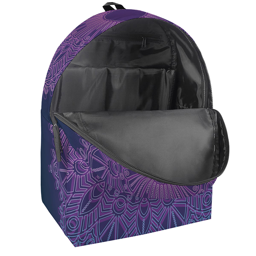 Purple Trippy Mandala Print Backpack