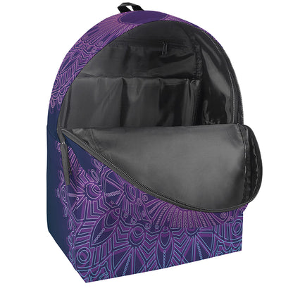 Purple Trippy Mandala Print Backpack
