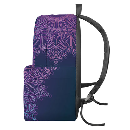 Purple Trippy Mandala Print Backpack