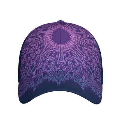 Purple Trippy Mandala Print Baseball Cap