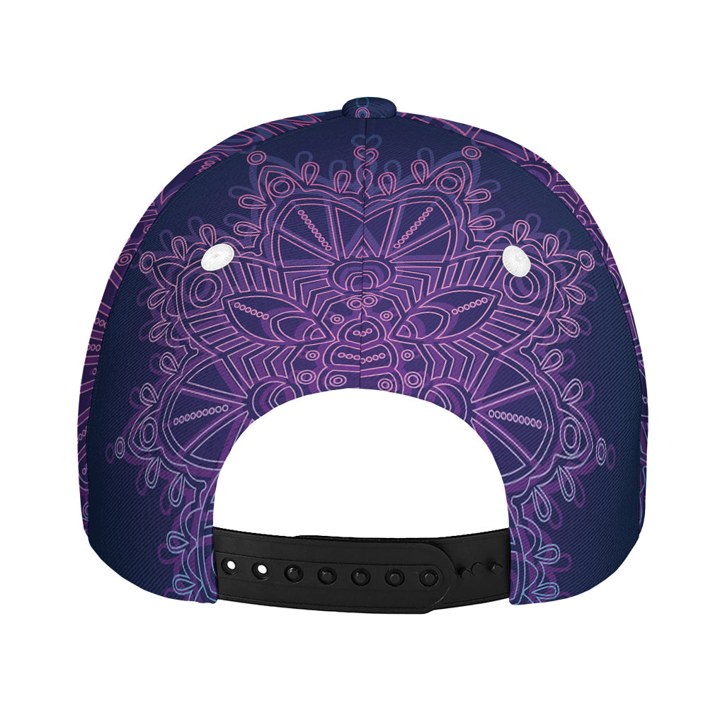 Purple Trippy Mandala Print Baseball Cap