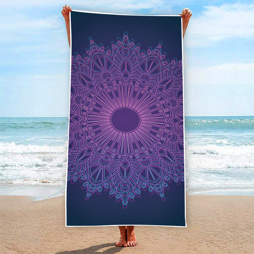 Purple Trippy Mandala Print Beach Towel