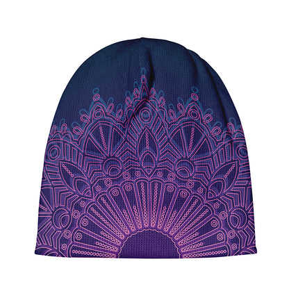 Purple Trippy Mandala Print Beanie