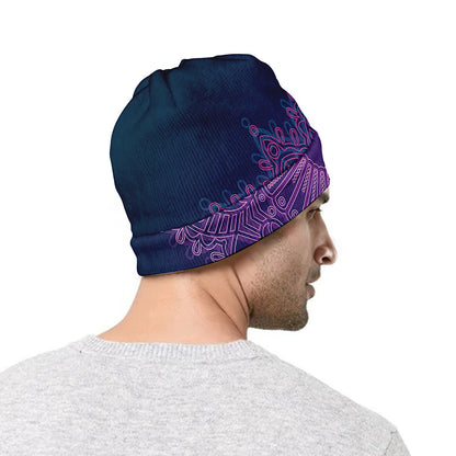 Purple Trippy Mandala Print Beanie