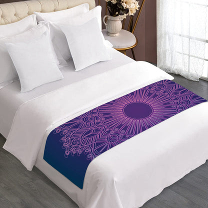 Purple Trippy Mandala Print Bed Runner
