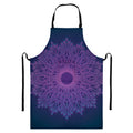 Purple Trippy Mandala Print Bib Apron With Pocket
