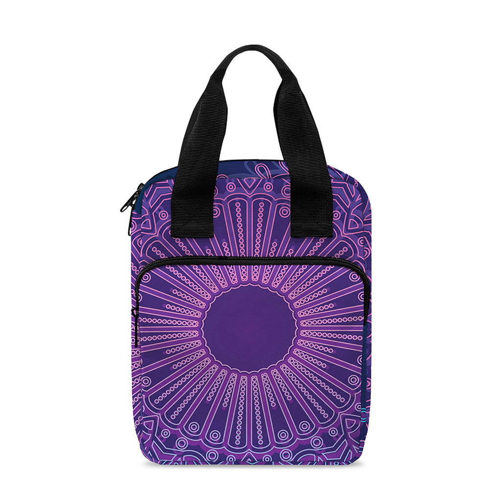 Purple Trippy Mandala Print Bible Tote Bag