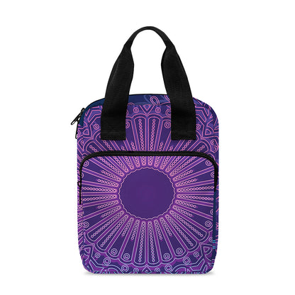 Purple Trippy Mandala Print Bible Tote Bag