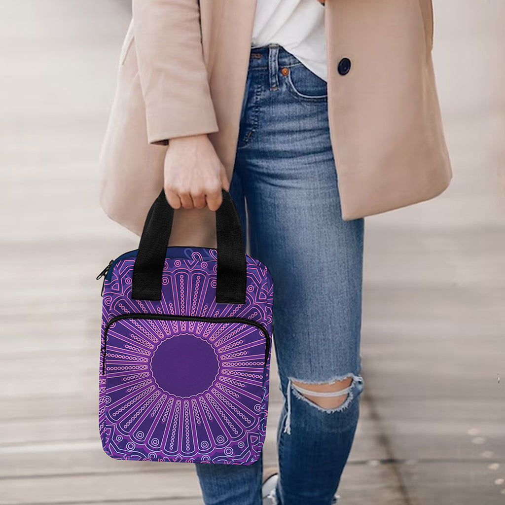 Purple Trippy Mandala Print Bible Tote Bag