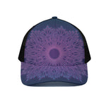 Purple Trippy Mandala Print Black Mesh Trucker Cap