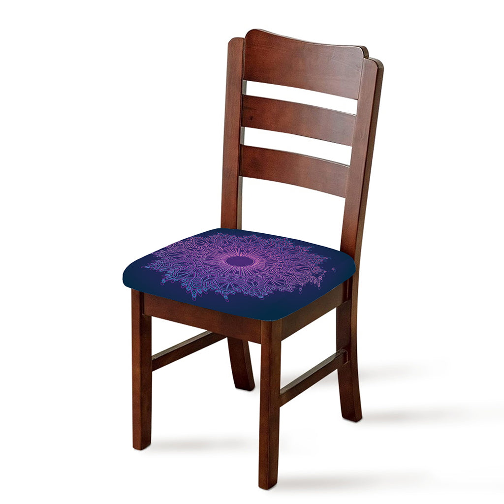 Purple Trippy Mandala Print Chair Cushion Cover