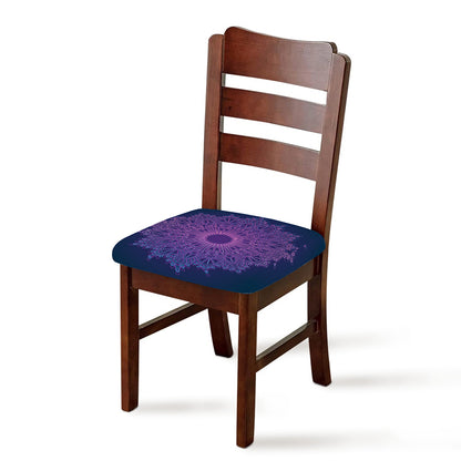 Purple Trippy Mandala Print Chair Cushion Cover