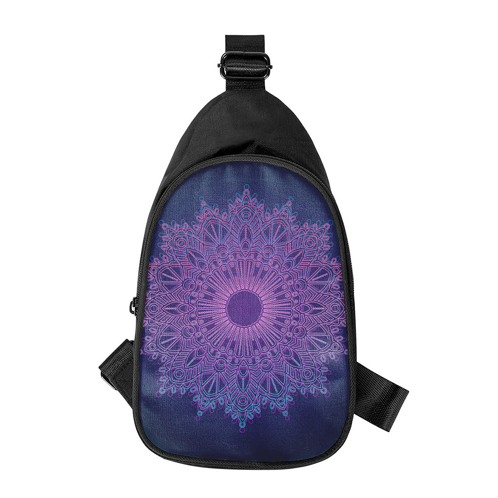Purple Trippy Mandala Print Chest Bag
