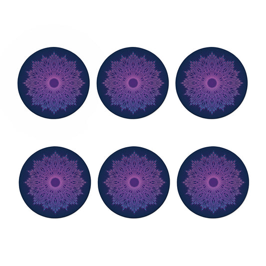 Purple Trippy Mandala Print Coaster Set