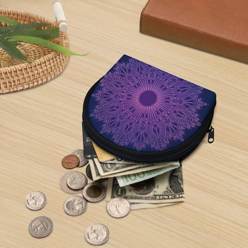 Purple Trippy Mandala Print Coin Purse