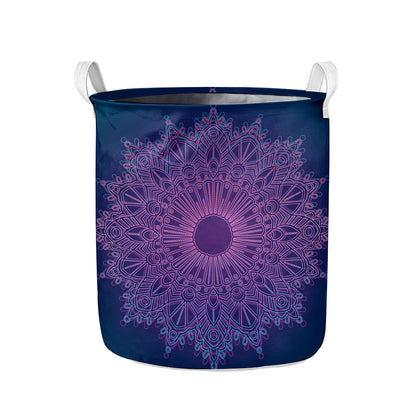 Purple Trippy Mandala Print Collapsible Laundry Basket