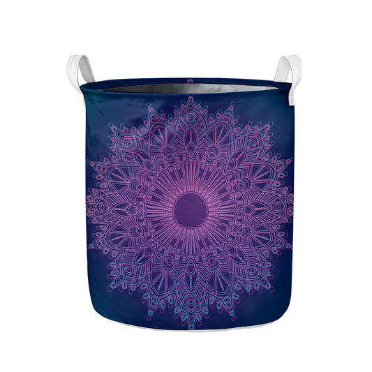 Purple Trippy Mandala Print Collapsible Laundry Basket