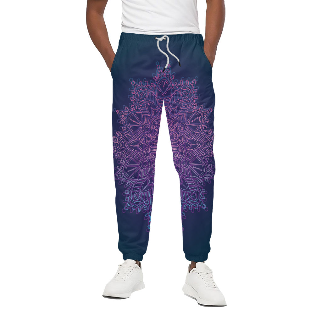 Purple Trippy Mandala Print Cotton Pants